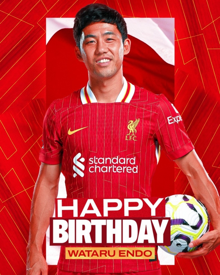  利物浦祝遠(yuǎn)藤航32歲生日快樂(lè)，球員加盟紅軍至今出戰(zhàn)62場(chǎng)比賽